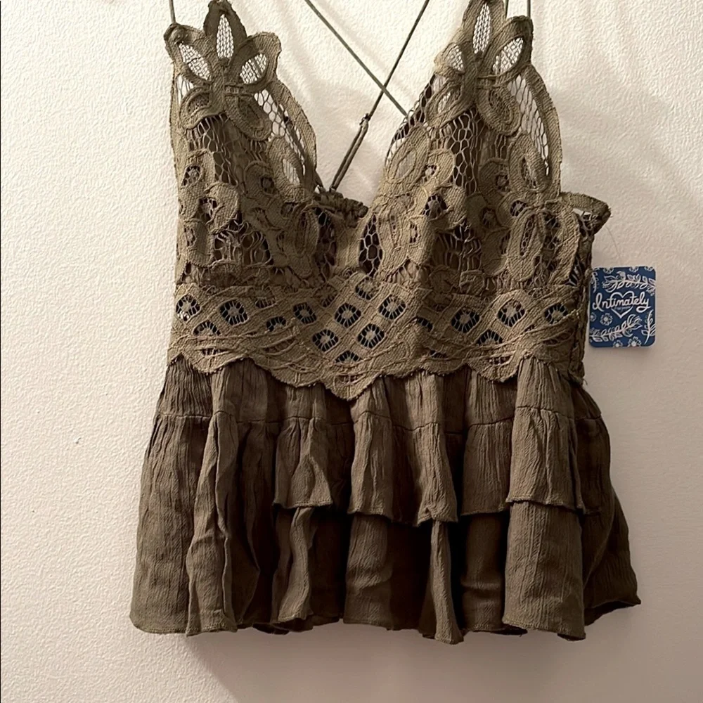 NWT Free People Adela Cami Olive Green